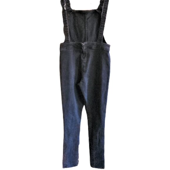 American Retro Stretch Capri Black Denim Jumpsuit Utility suit Overalls S - Picture 9 of 15